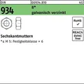 Sechskantmutter DIN 934 M10 8 galv.verz. 500 Stück