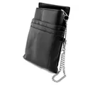 nean Kellner Geldbörse, Kellnerbörse, Geldbeutel, Damen Herren Portemonnaie mit Holster, Steck-Tasche und Kette mit großem Münzfach (Schwarz)