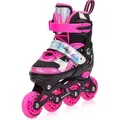 meteor Inlineskates 4in1 Kinder Inliner Rollschuhe Roller Blades Quad Skates Kinder Inlineskates Metro M 34-37 - Schwarz/Rosa - 34-37