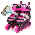 meteor verstellbare 4‑in‑1 Kinder Inline-Skates – Rollschuhe Inliner Schlittschuhe – ABEC‑7 PU‑Räder Aluminiumrahmen – Größen XS 25‑28 S 30‑33 M 34‑37