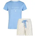 By Louise Shorty Sleep Chic (Set, 2 tlg., 2-teilig) Damen Pyjama Shorty Strick Kurzarm Baumwolle Sommer blau|lila M