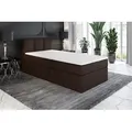 Boxspringbett, Jugendbett NASI 80x200 (Links) mit Bettkästen, Bonell-Matratze und Topper. Farbe: Schwarz. - Schwarz