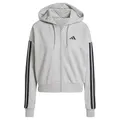 adidas Damen Essentials 3-Stripes French Terry Full Zip Hoodie Sweatshirt, Medium Grey Heather/Black, XXL