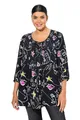 Ulla Popken Damen große Größen Übergrößen Plus Size Smok-Bluse schwarz 50+ 835830100-50+