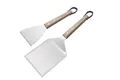 geda grill Grillspachtel 2er Set Grillspachtel Grillschaber Edelstahl, Silikon Aufhänge-Öse, Holzgriff