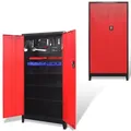 vidaXL Werkzeugschrank mit 2 Türen Stahl 90x40x180 cm Schwarz/Rot