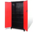 vidaXL Werkzeugbox Werkzeugschrank mit 2 Türen Stahl 90x40x180 cm Schwarz/Rot