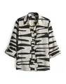 OPUS Damen Langarmbluse | FUMANI Jungle Loose Printbluse aus Cotton Voile Black, 44