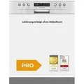 Exquisit PRO Einbaugeschirrspüler teilintegrierbar 60 cm, 14 Maßgedecke, Aquastop, Automatischer Türöffner, 6 Spülprogramme, EGSP9414-EB-030D ... - Silber