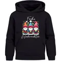 MoonWorks® Kinder Hoodie Weihnachtspullover Jungen Mädchen Wichtel Weihnachtsoutfit Kinder Schwarz 128