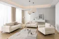Cardea - Moderne Polstergarnitur 3+2+1 in Bubble-Optik aus weichem Hellbeige Strukturstoff mit hohem Sitzkomfort