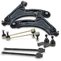 BESTPRICE 2x Querlenker Vorderachse vorne unten links & rechts, 2x Koppelstange vorne, 2x Spurstangenkopf, 2x Spurstange/Axialgelenk vorne Kompatibel mit OPEL MERIVA A (X03)