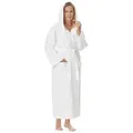 Arus Damenbademantel Astra, pflegeleicht, wadenlang oder extralang für Spa & Sauna, Langform, 100% Baumwolle, Kapuze, Gürtel, mit Kapuze, wadenlang oder extra lang, 100% Baumwolle weiß XXL Extra Lang