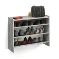 KOMTO Schuhregal Schmal - Schuhablage Flur mit 3 Ebenen Offener Schuhschrank Schuh Organizer Platzsparend | Elexis Beton 80 x 25 x 60 cm