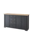 Stella Trading JASMIN Sideboard in Graphit, Artisan Eiche Optik - Kommode im Landhausstil mit Schubladen und viel Stauraum - 182 x 102 x 41 cm (B/H/T)