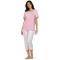comtessa Schlafanzug Summer Whisper (Set, 2 tlg., 2-teilig) Damen Pyjama 2-teilig 7/8 Hose geknöpft Baumwolle große Größen lila 52