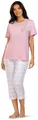 Damen Schlafanzug Pyjama COMTESSA 7/8 Hose Baumwolle Single Jersey rosa Gr.52