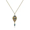 Nobel Jugendstil Kette Gold Blau - Damen Halskette SCHMUCK