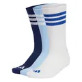 adidas Unisex 3STRIPES CUSHIONED SPORTSWEAR CREW SOCKS 3 PAIR PACK, dark blue/white/glow blue, 34-36