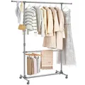 SONGMICS Rollgarderobe LLR401 grau Metall 101,0 - 166,0 x 113,0 - 180,0 cm, 1 St.