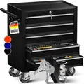 Werkstattwagen Rollwagen Werkzeugwagen Werkzeugkiste Fächer Toolbox Werkzeug-box 5 Fächer Schwarz - Masko