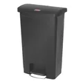 Treteimer Rubbermaid Slim Jim Kunststoff schwarz 50 L Tretabfallbehälter mit Pedal an der Breitseite 76224559