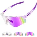 Winyoher Selbsttönende Fahrradbrille für Herren Damen -Photochromic Sportbrille UV400 Schutz Sonnenbrille für Radfahren MTB Laufen & Outdoor-Sport Wandern Angeln- Lila