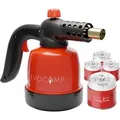 EVOCAMP Gasbrenner 1,3 kW mit Piezozündung 1300 °C Flamme und 4 190 g Gaskartuschen