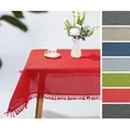 Beautex Tischdecke Moa Weichschaum Tischdecke mit Fransen Garten, Balkon, Terrasse (1-tlg) rot Rund | 140 cm x 140 cm