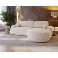 Ecksofa DION Boucle - ECRU L-RECHTS Schlafsofa, Stauraum, Schnelle Lieferung - Beige