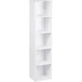 Bücherregal Mit 5 Fächern, Standregal Weiß, Würfelregal, Freistehendes Regal, Büroregal Aktenregal Aus Holzwerkstoff, 30x132x24 Cm (bxhxt) - Woltu