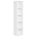 WOLTU Bücherregal mit 5 Fächern, Standregal Weiß, Würfelregal, freistehendes Regal, Büroregal Aktenregal aus Holzwerkstoff, 30x132x24 cm (BxHxT), SK003ws5