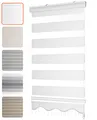 Bailena Doppelrollo ohne Bohren 4in1 Duo Rollo mit Perlen Klemmfix Fensterrollo zum Klemmen Gardine mit Volant Klemmrollo Alpinweiß 60 x 200 cm