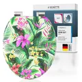 SCHÜTTE WC-Sitz TROPICAL mit Absenkautomatik aus Holz, hochwertiger Toilettendeckel mit 175kg Belastbarkeit, Toilettensitz mit Brille, Klodeckel für WC, MDF Holzkern Klobrille mit Motiv