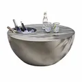 Loberon Couchtisch Plévin, Imposantes Design, mit Vertiefung zur Aufbewahrung von Utensilien, Gartentisch, Gartenmöbel, Outdoor, Beton, grau