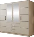 MIRJAN24 Kleiderschrank Bali D4, Drehtürenschrank, Garderobe mit Drehtüren, Spiegel und Schubladen, Schlafzimmer (Farbe: Cashmere)