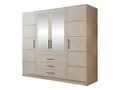 Drehtürenschrank Bado 4D, Kleiderschrank mit Spiegel, Schubladen und Spiegeltüren, Elegantes Schlafzimmer Schrank, Jugendzimmer (Cashmere)