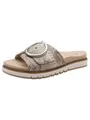 Tamaris Damen Wide Fit Pantoletten flach mit Klettverschluss und Schnalle, beige (beige Snake), 39 EU