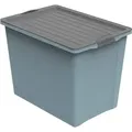 Rotho Aufbewahrungsbox mit Rollen 70L COMPACT ECO - Kunststoffbox je 57,0 x 39,5 x 43,5 cm - Stapelbox mit Deckel - Boxen sicher verschliessbar - Blau