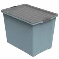 Rotho Kunststoff AG Rotho COMPACT A3 Stapelbox mit Rollen, 70 Liter, Box mit großzügigem Füllvolumen, Farbe: anthrazit/ blau 1164906161PC