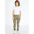 Name It Cargohose NKMRYAN – für Jungen mit verstellbarem Bund und Stretchkomfort unifarben, casual, regular fit, Twill grün 134