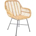Rattanstuhl Natürlich / Schwarz Rattan/metall Perfekt Für Garten Modern