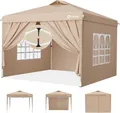 Pop Up Pavillon 3x3 Wasserdicht Stabil Winterfest mit Seitenwänden, Faltpavil...
