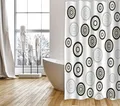 MSV Duschvorhang Cotexsa CIRCULOS Breite 180 cm, Premium Textil-Duschvorhang, Made in Spain, 100% Polyester, wasserundurchlässig, Anti-Schimmel-Effekt, Anti-Bakteriell beschichtet, waschbar 30°, 180 x 200 cm, Farbe weiß / schwarz