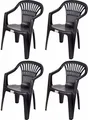 4x Gartenstuhl Bistrostuhl Balkonstuhl Stapelstuhl Stuhl Kunststoff Schwarz 0820 offen