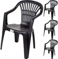 Koopman International B.V. 4X Gartenstuhl Bistrostuhl Balkonstuhl Stapelstuhl Stuhl Kunststoff Schwarz 0820