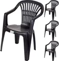 Progarden Gartenstuhl Kunststoff Anthrazit Stapelbar 4 er Set (4 St), UV-Beständig, Robust, Wetterfest, Made in Italy, Hochwertig