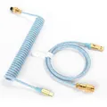 MAMBASNAKE C03 Coiled USB C Kabel für Gaming-Tastatur, Starlight Geflochtenes Tastaturkabel, Typ C bis USB A, Braided Cable USB C, Spiral Tastaturkabel Typ C, 24K-Gold-Luftfahrtanschluss - Hellblau