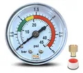 MK MEASURING - Poolfilter-Manometer 0-3 bar / 45 PSI, 1/4" NPT Messinganschluss axial, 2" Zifferblatt, für Sandfilteranlagen – Inkl. Teflonband und 1/8" Adapter
