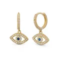 SuzanGold® Evil Eye Creolen | Echtgold Ohrringe mit Schutzsymbol & blauen Steinen | Handgefertigt & nachhaltig | Stilvoller Schmuck für jeden Anlass